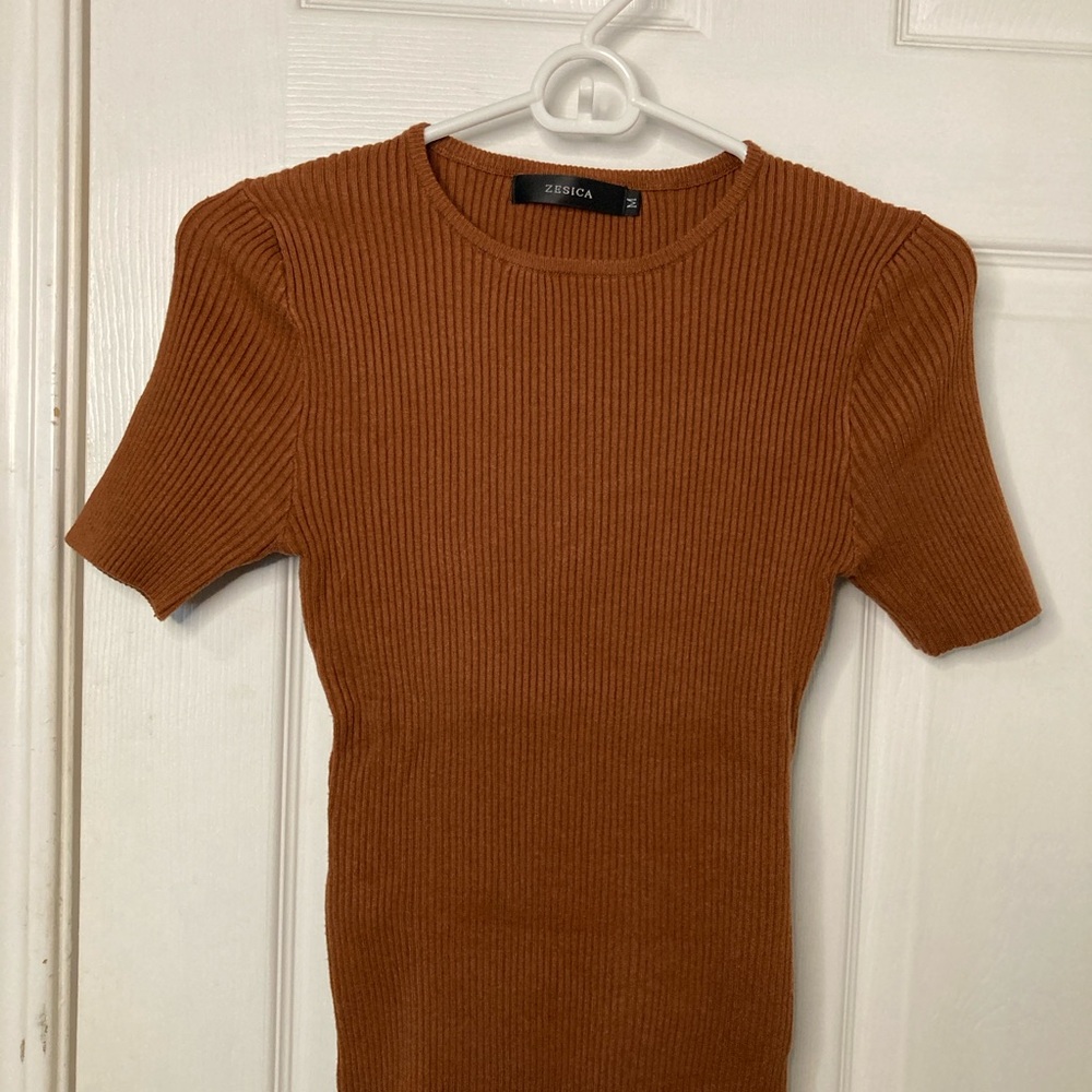 ZESICA Rust Ribbed Knit Top - Picture 6 of 7